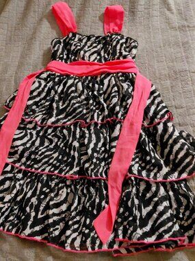 Bloome Girls Dress  Sparkle sequin zebra hot pink trim